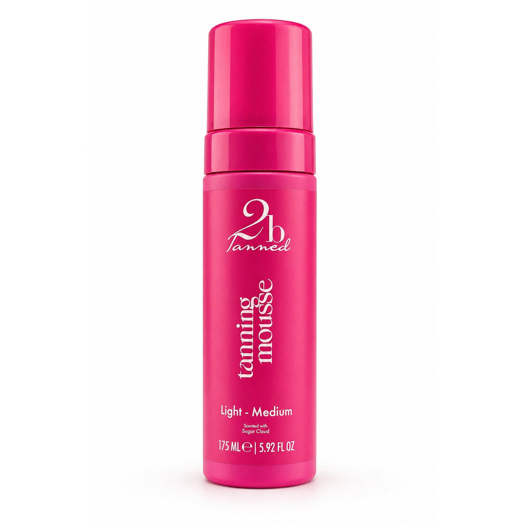2bTanned Tanning Mousse Light to Medium 175ml, scented with Sugar Cloud, pink bottle
