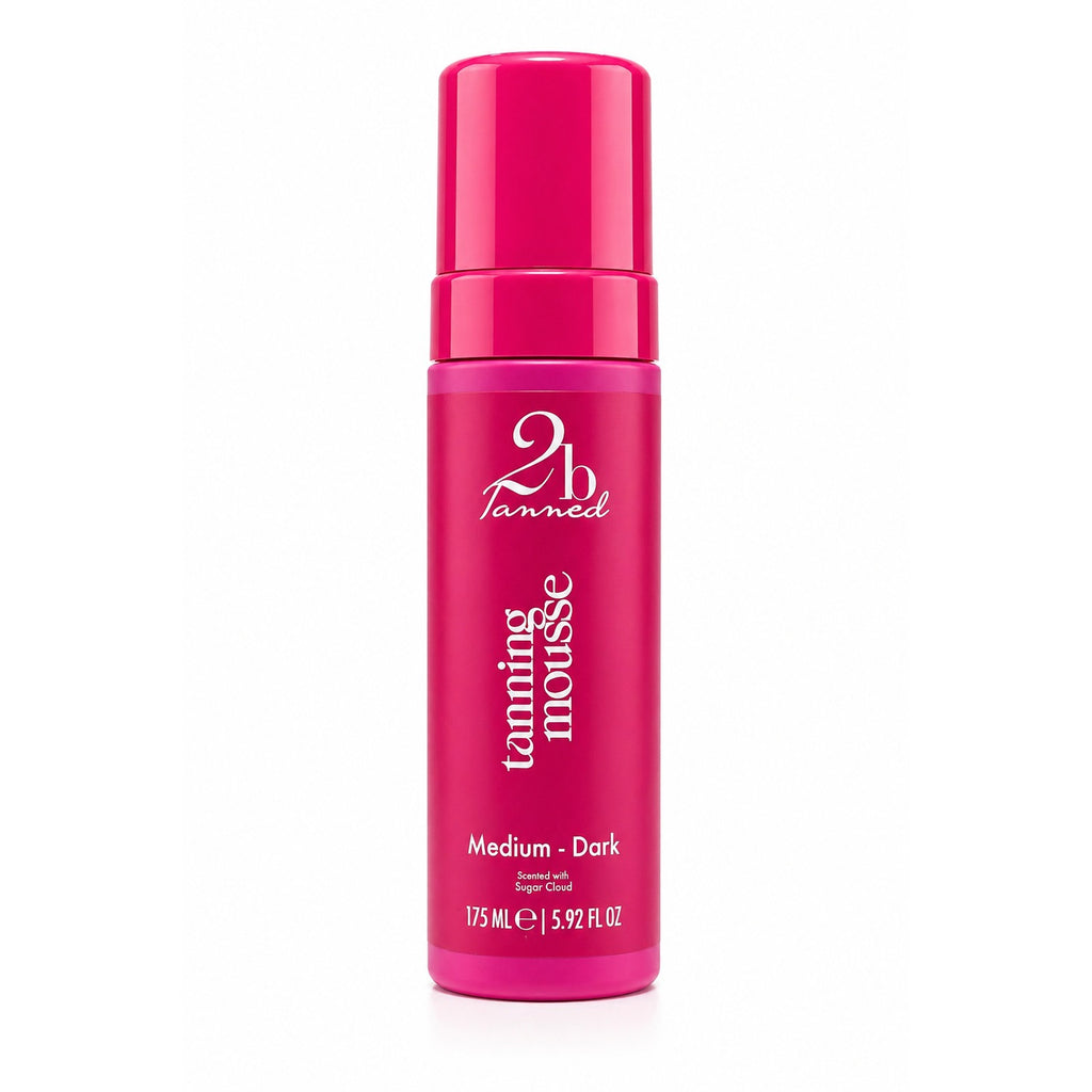 2bTanned Tanning Mousse Medium to Dark 175ml, scented with Sugar Cloud, pink bottle