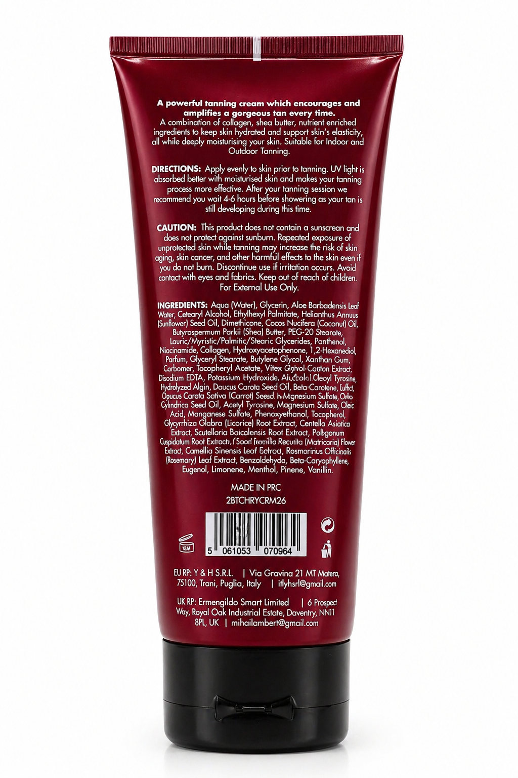 Black Cherry Tanning Accelerator Cream - Enhanced with Thalitan and Tyrosine 200ml