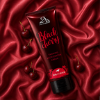 2BTanned Black Cherry Tanning Accelerator Cream on red silk – luxury cherry tanning lotion 200ml UK