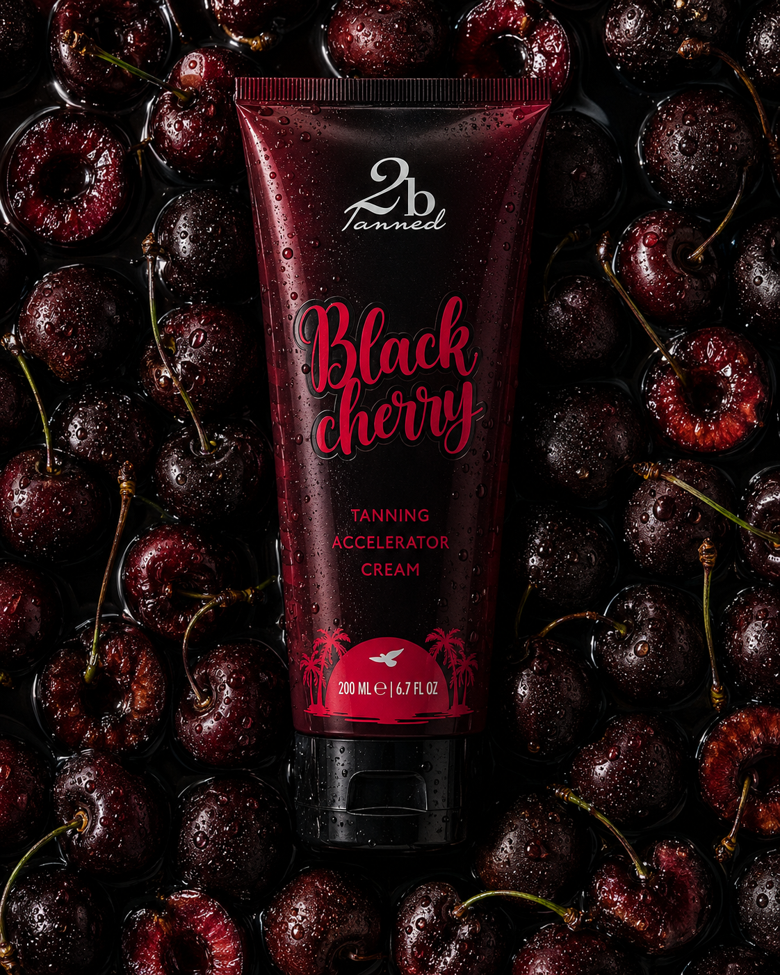 Black Cherry tube surrounded by dark cherries